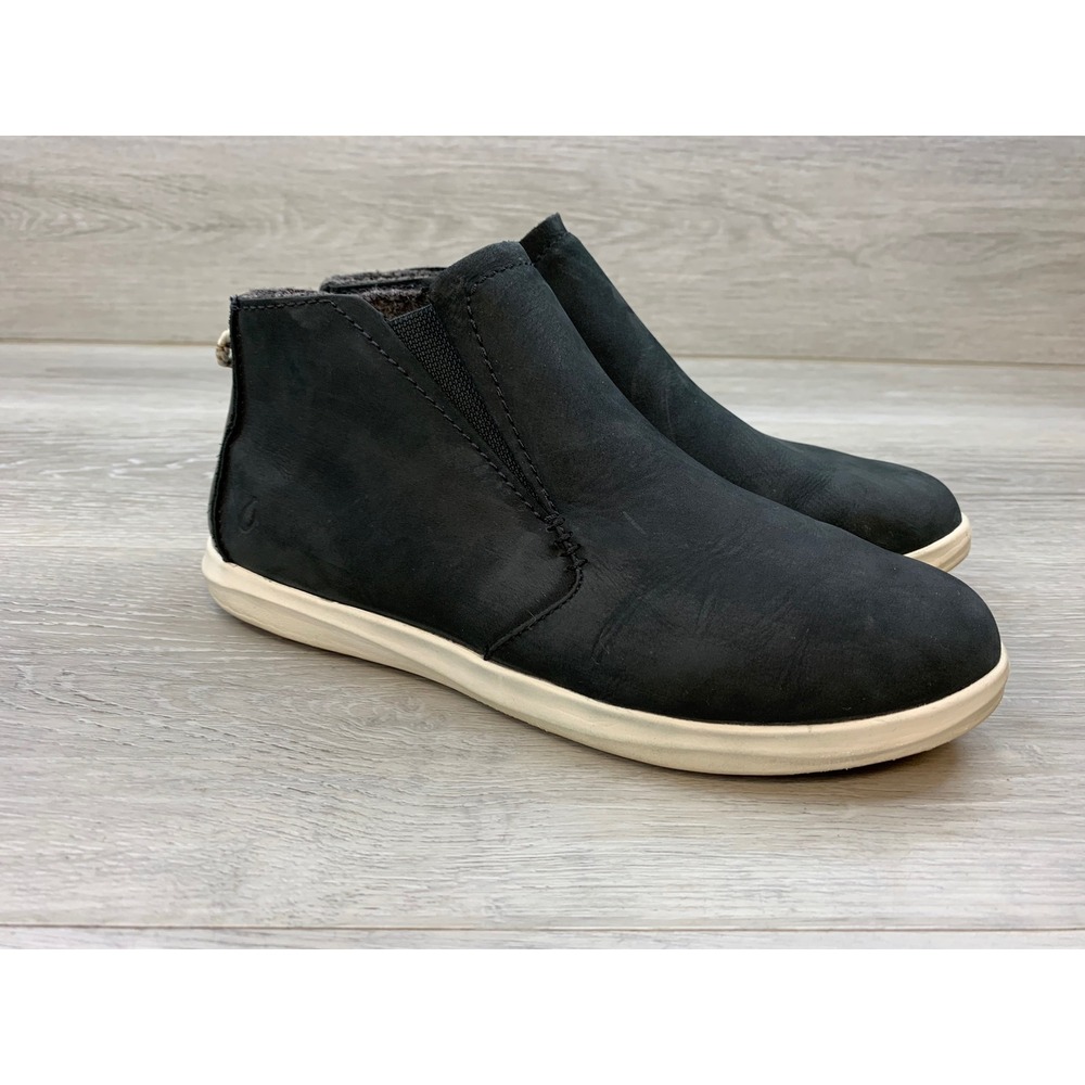 OluKai Hawaii'iloa Manu Hope Black Leather Ankle Boots Women's 7 Casual Shoes